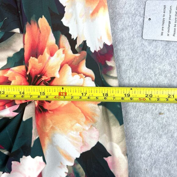 Eliza J Dress Womens 14W Blue Floral Bodycon Ruched Side Sheath Mother Bride - Picture 14 of 16